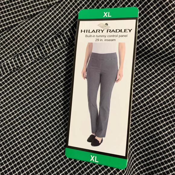 New Hilary Radley Pants Pull On Tummy Control Black White Check Women's XL - Picture 9 of 12